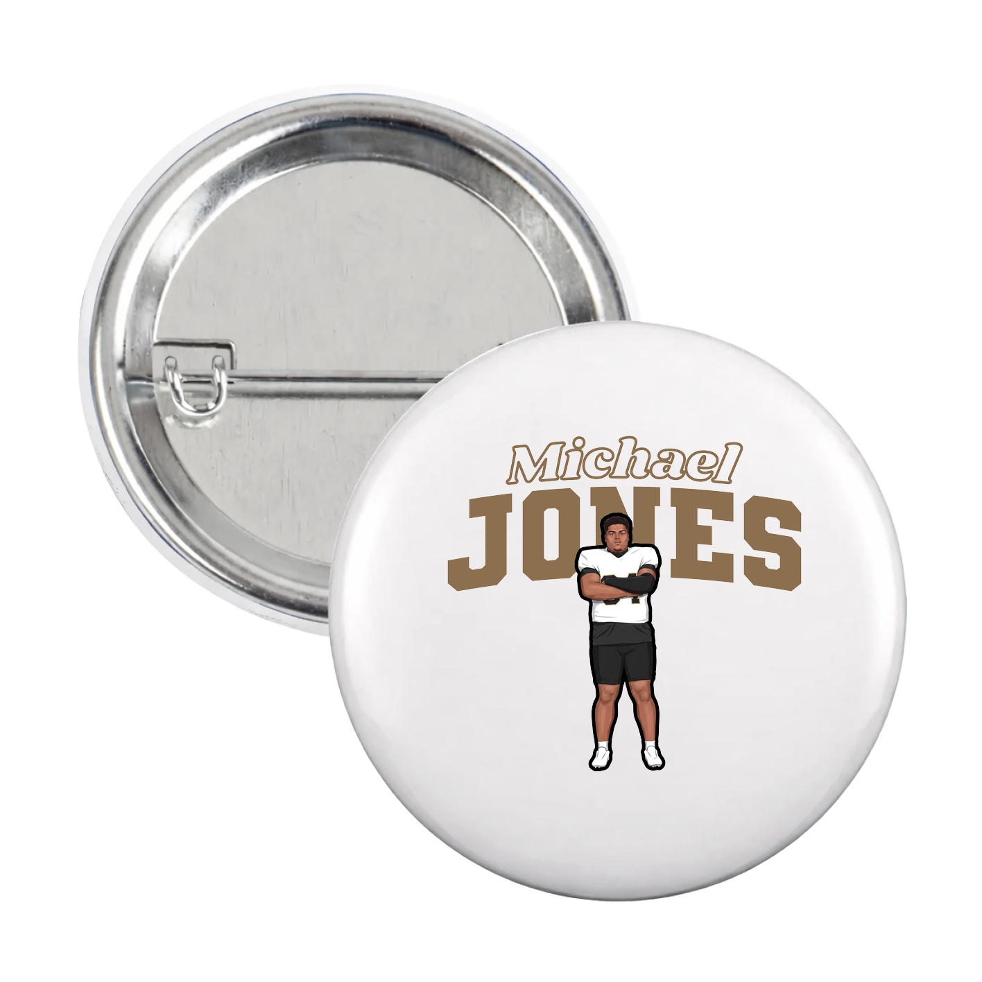 Game Day Button — Name Arch in White
