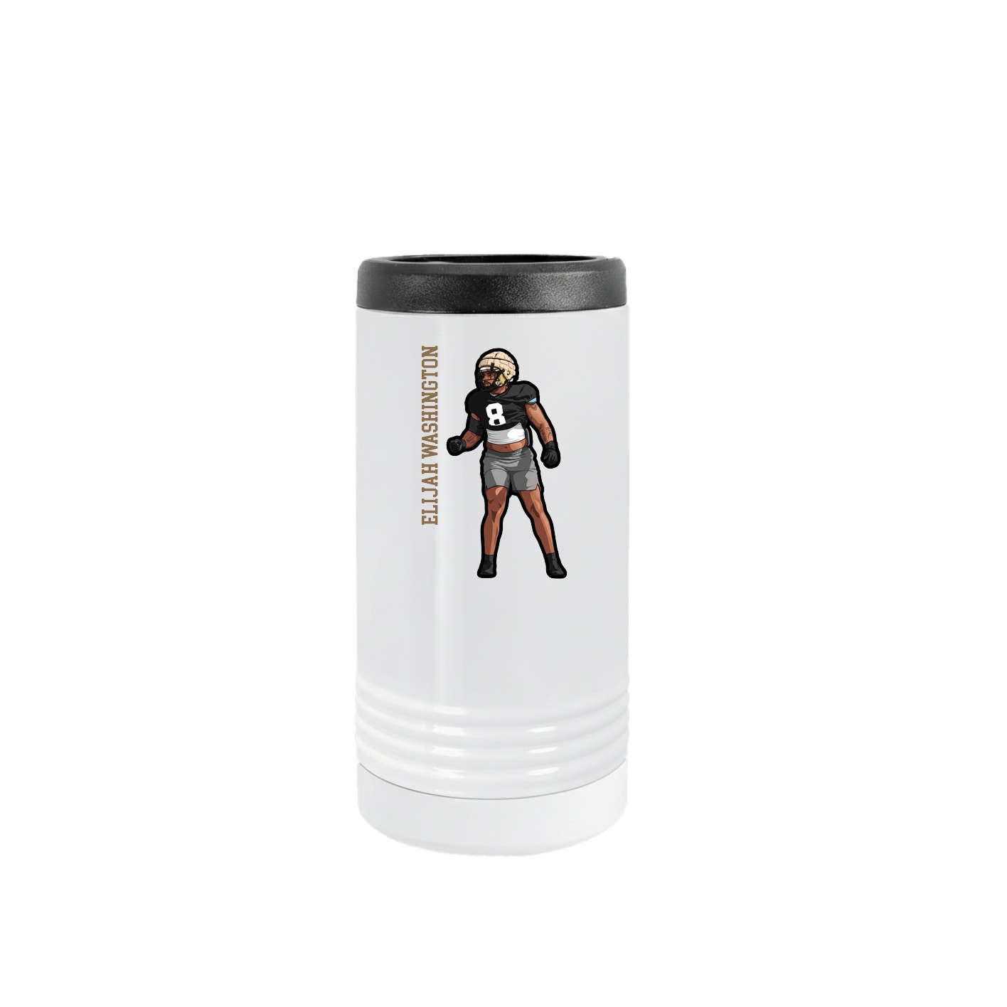 Slim Beverage Holder — Name Vertical in White