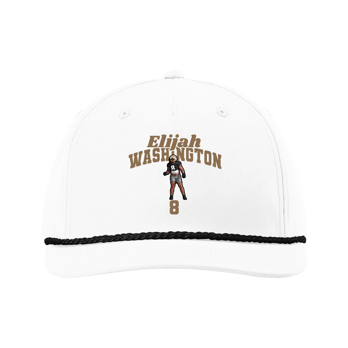 Five-Panel Classic Rope Cap — Signature Arch in White