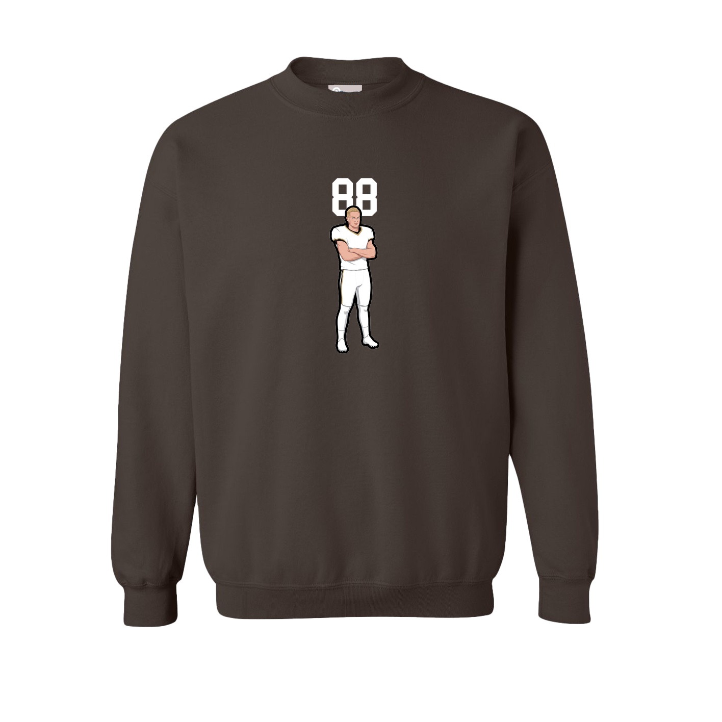 Fleece Crew — Number Top in Brown