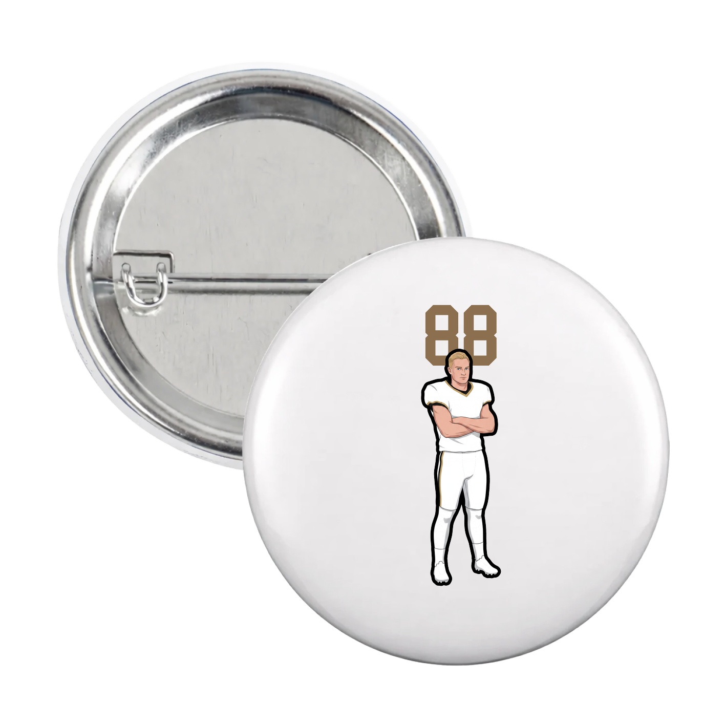 Game Day Button — Number Top in White