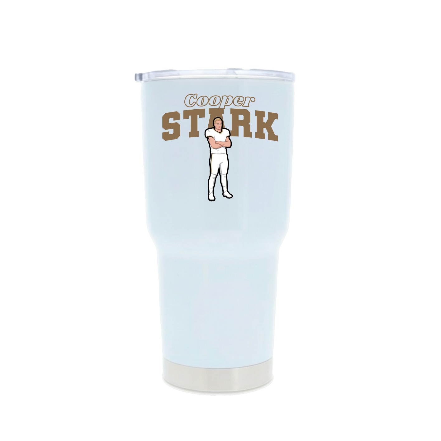 30oz Stainless Steel Tumbler — Name Arch in White