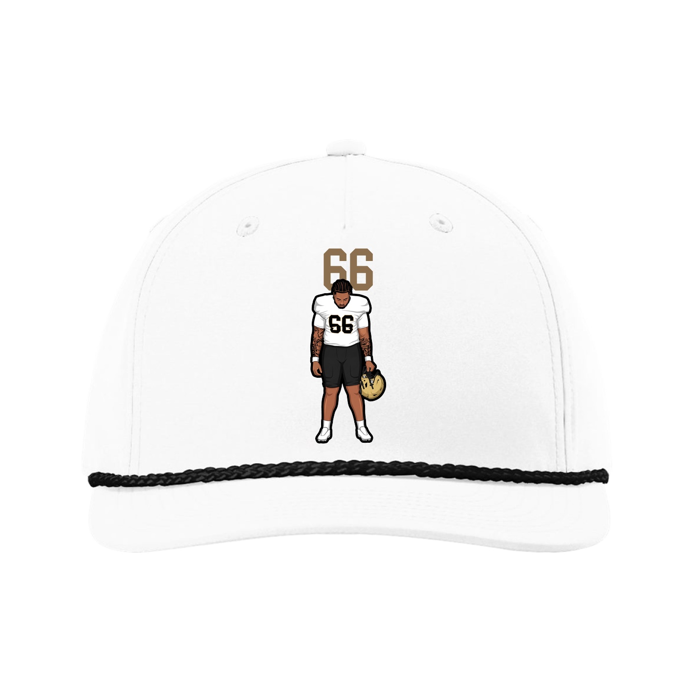 Five-Panel Classic Rope Cap — Number Top in White