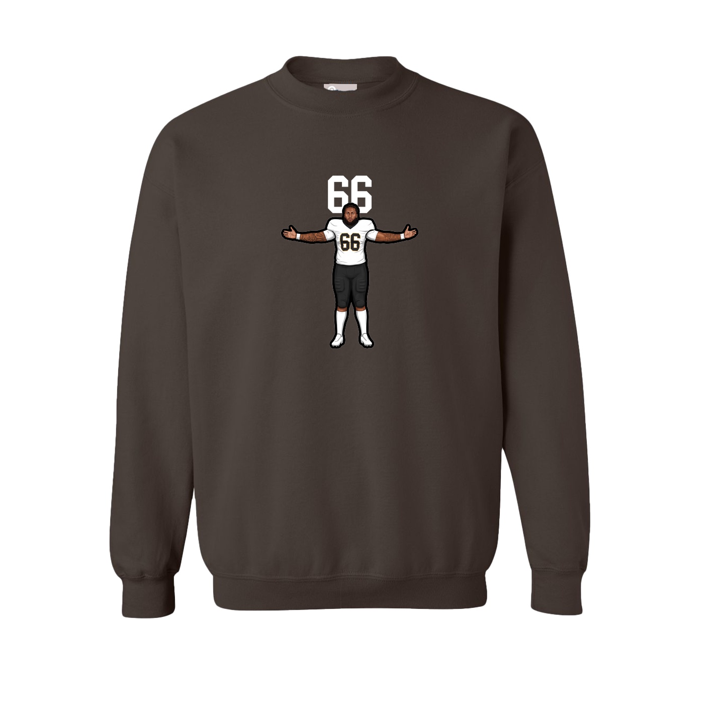 Fleece Crew — Number Top in Brown