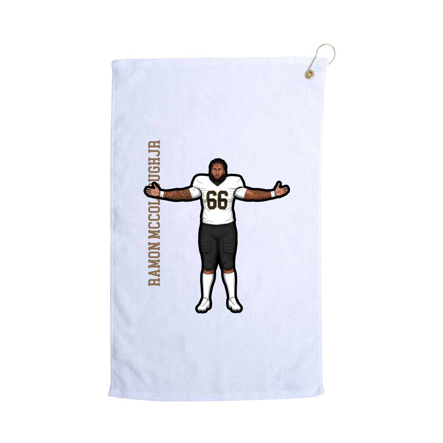 Golf Towel — Name Vertical in White