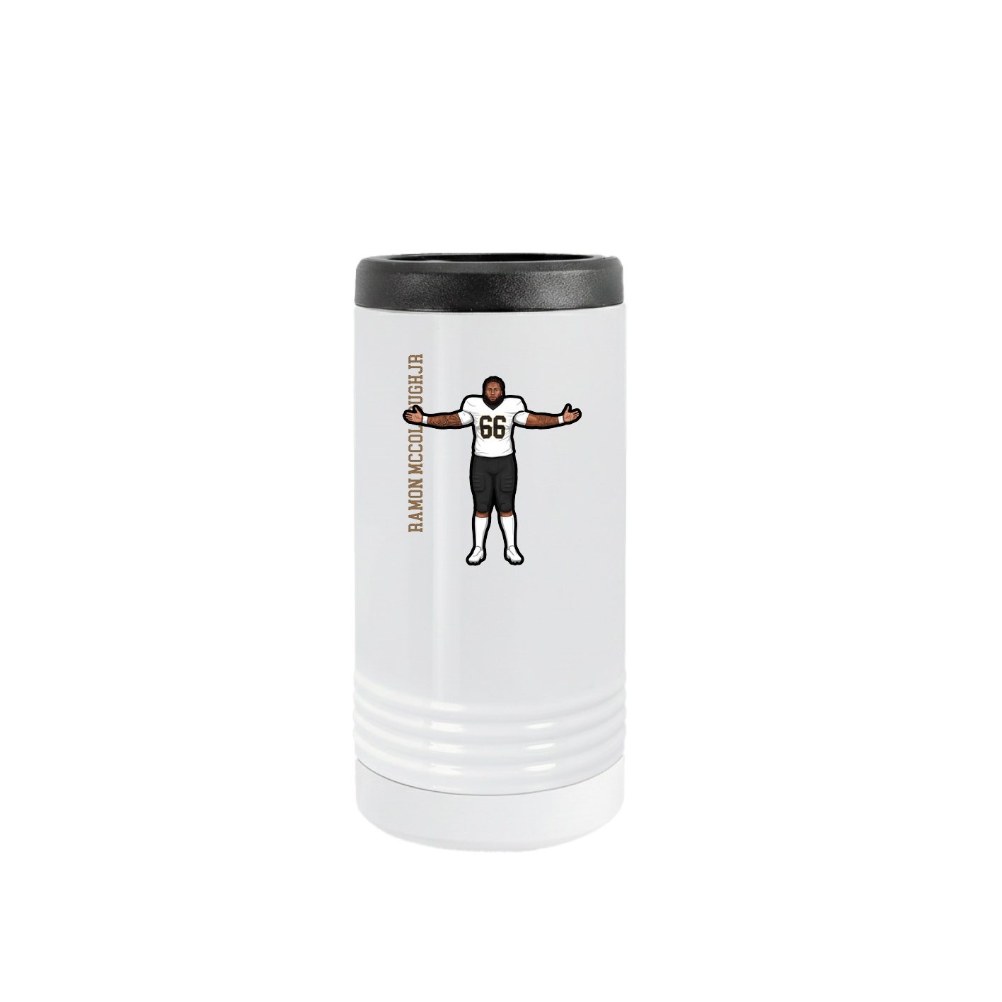 Slim Beverage Holder — Name Vertical in White