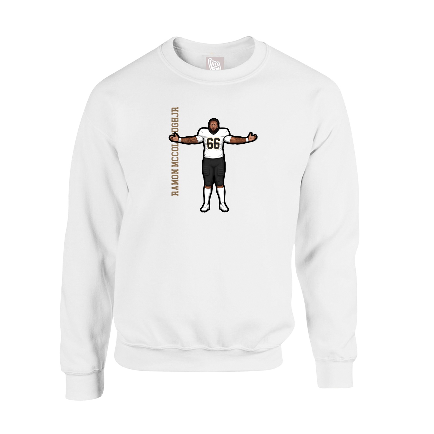 Fleece Crew — Name Vertical in White