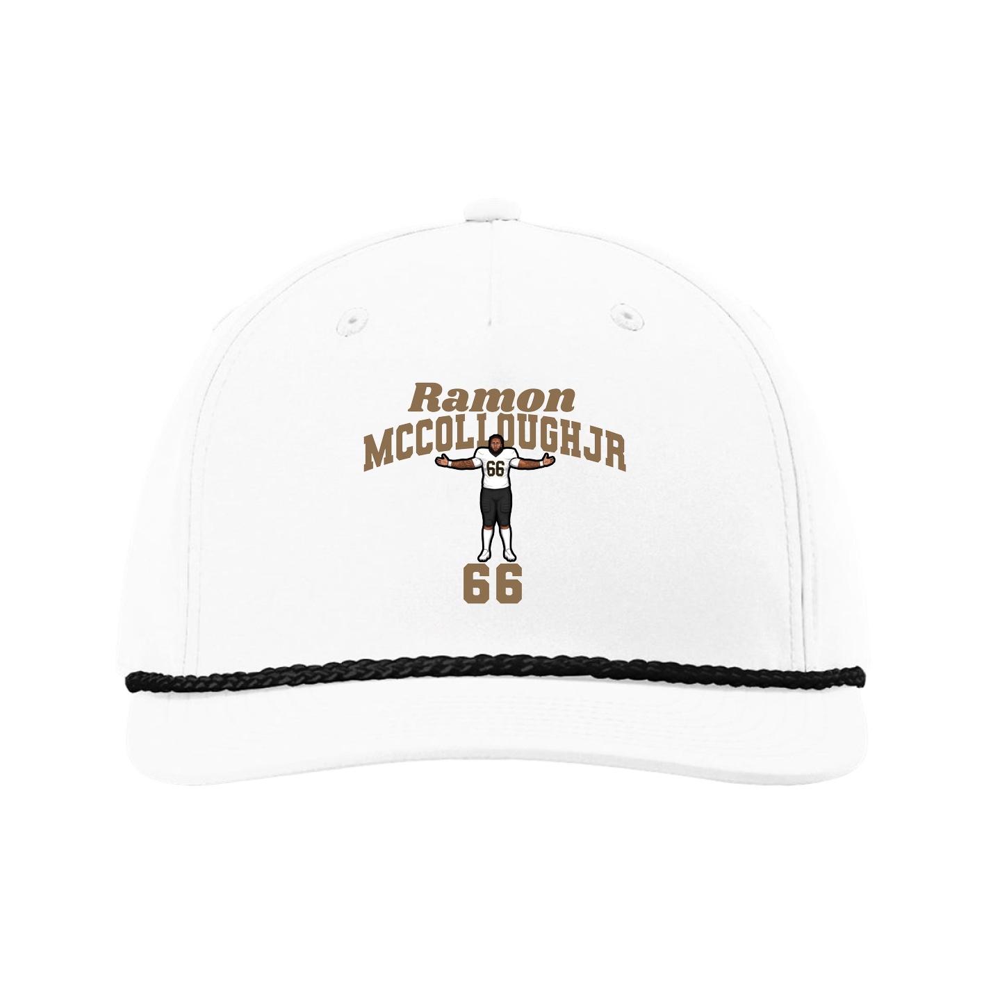 Five-Panel Classic Rope Cap — Signature Arch in White