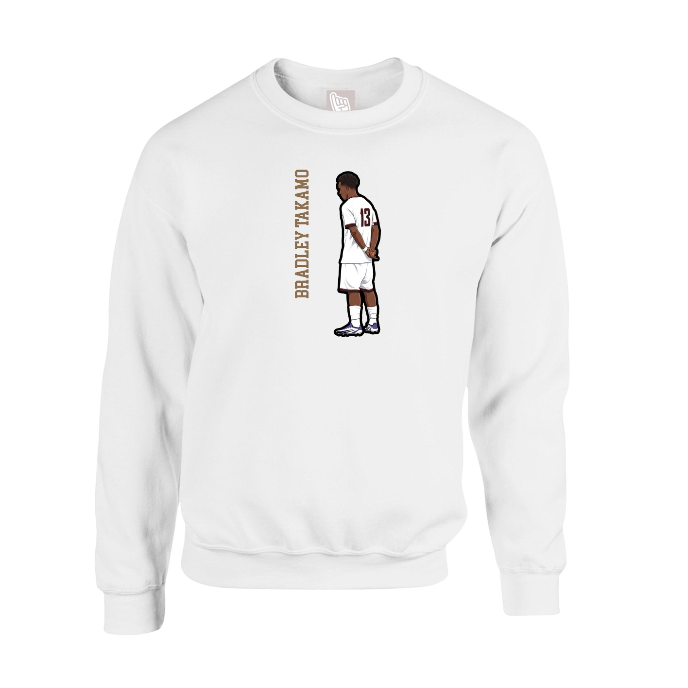 Fleece Crew — Name Vertical in White