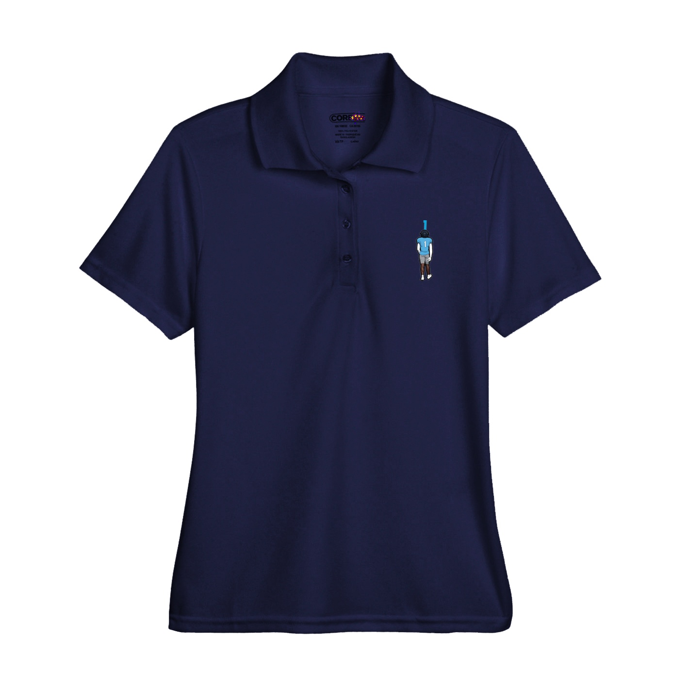 Womens Performance Polo — Number Top in Navy
