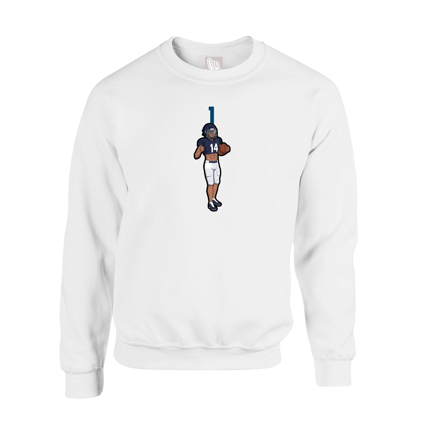 Fleece Crew — Number Top in White