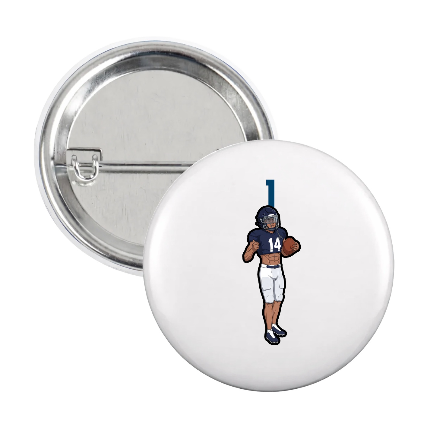 Game Day Button — Number Top in White