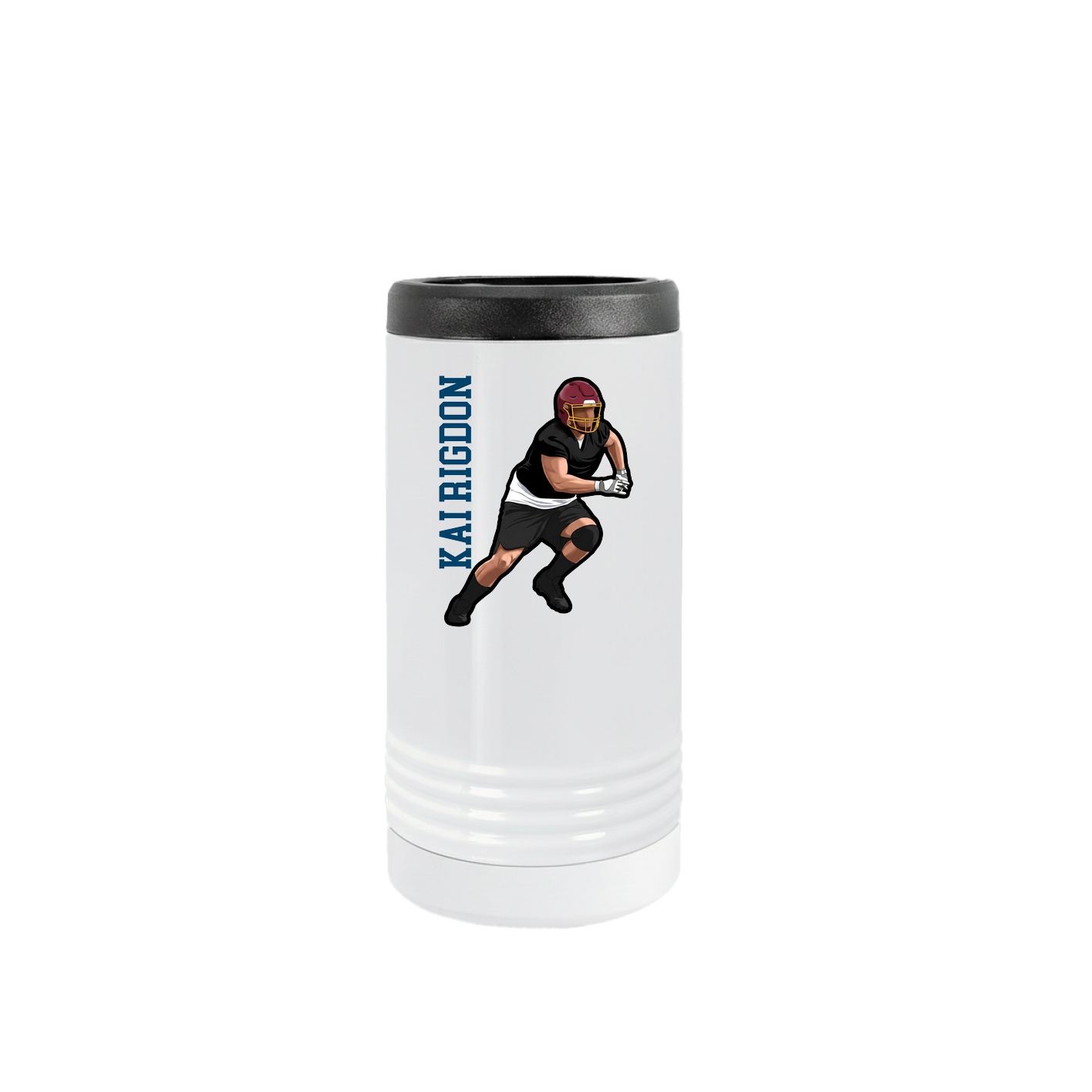Slim Beverage Holder — Name Vertical in White