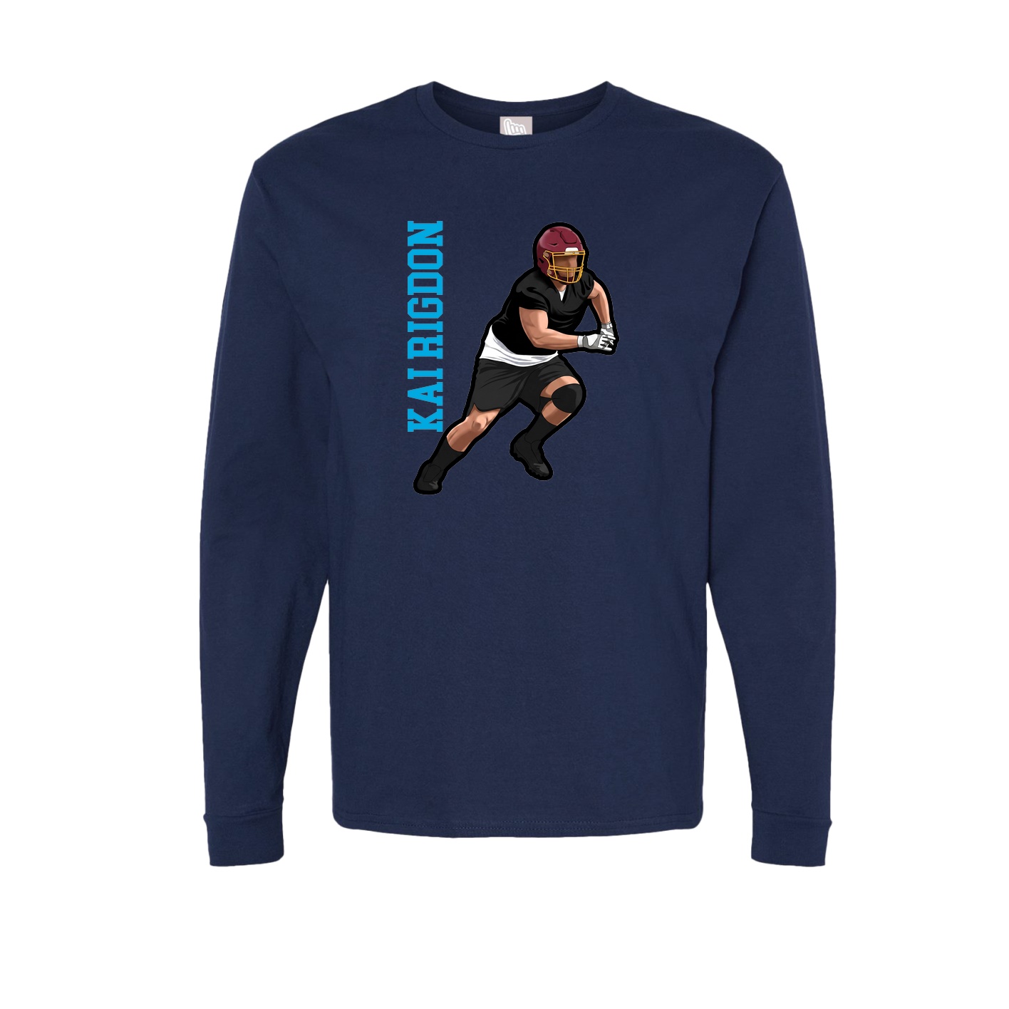 Long Sleeve Tee — Name Vertical in Navy