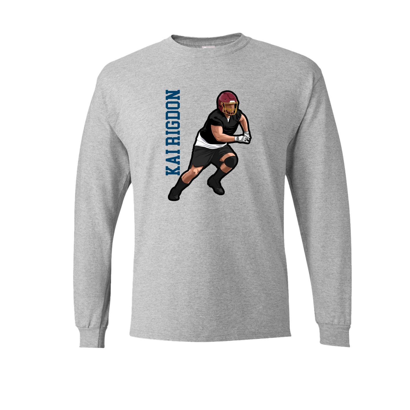 Long Sleeve Tee — Name Vertical in Grey