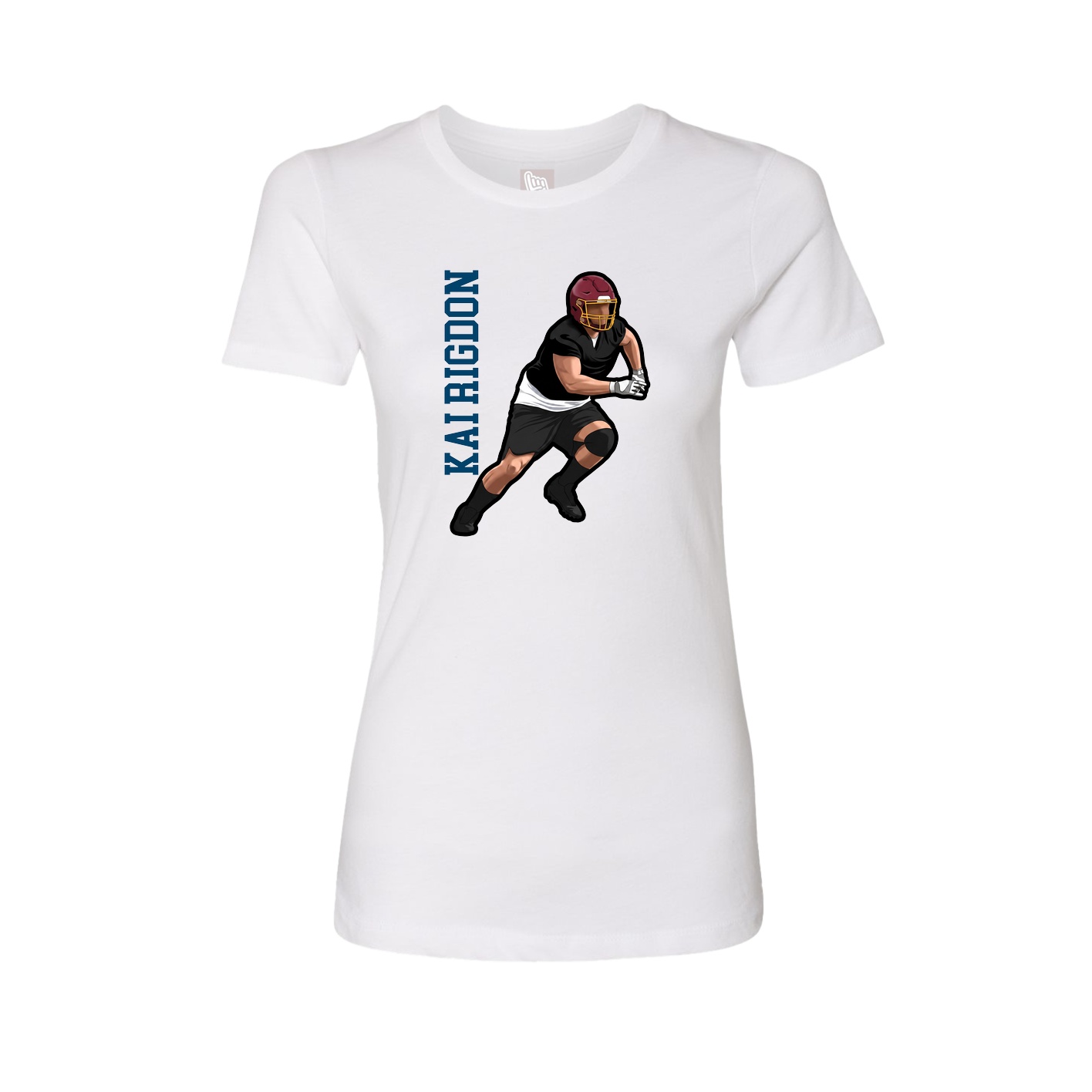 Fitted Women's Tee — Name Vertical in White