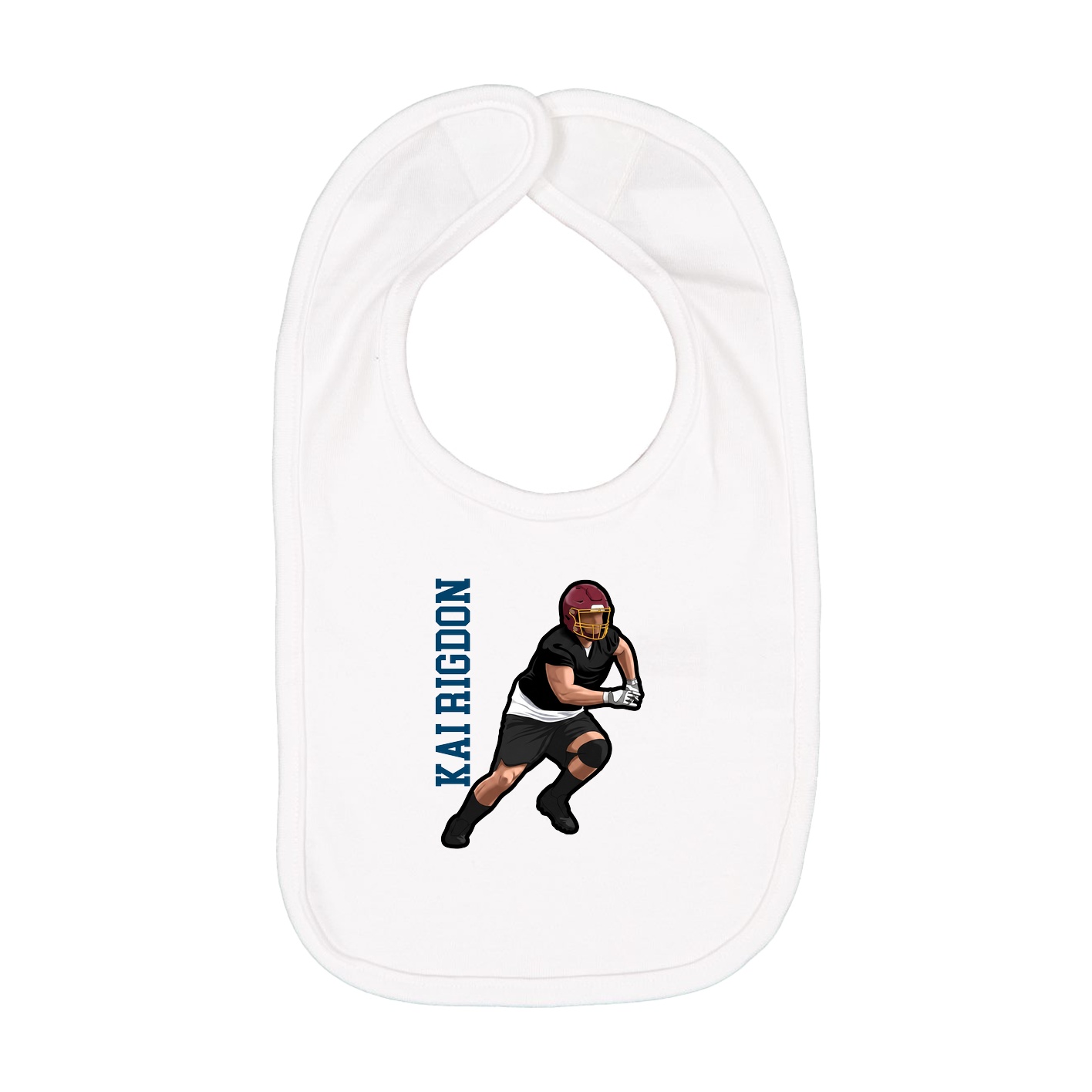 Infant Bib — Name Vertical in White