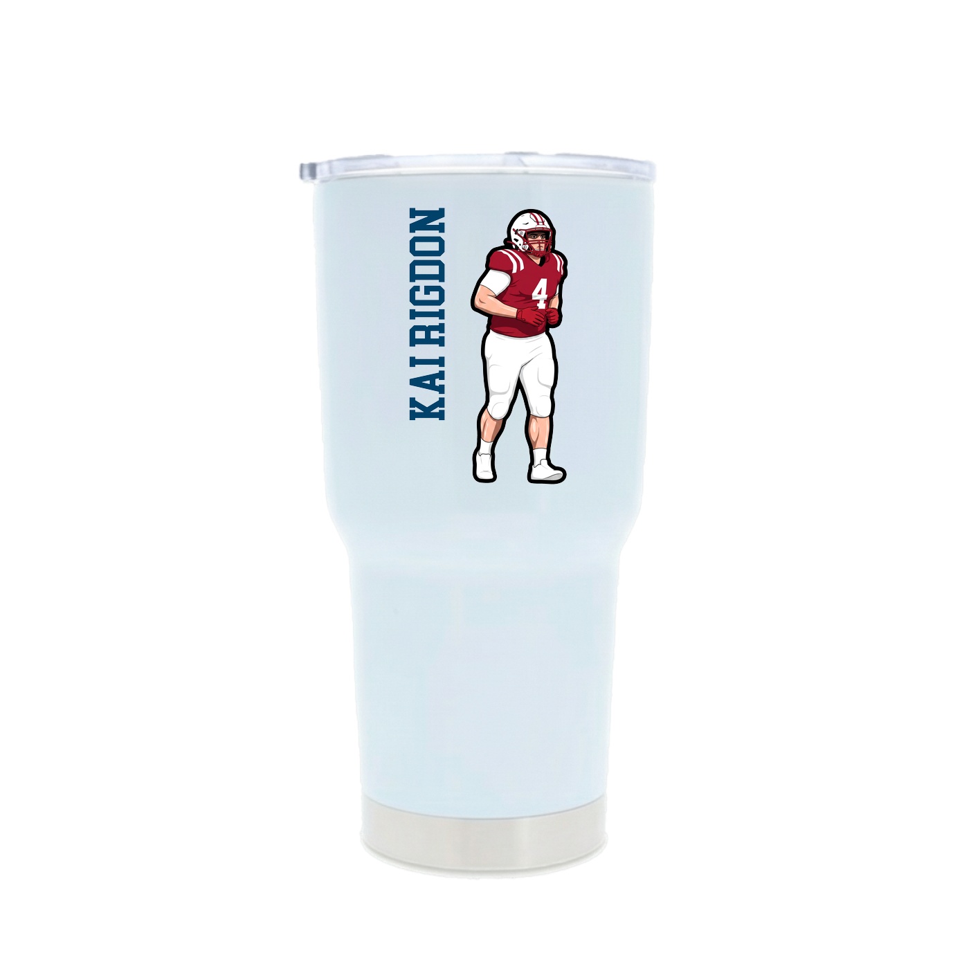30oz Stainless Steel Tumbler — Name Vertical in White