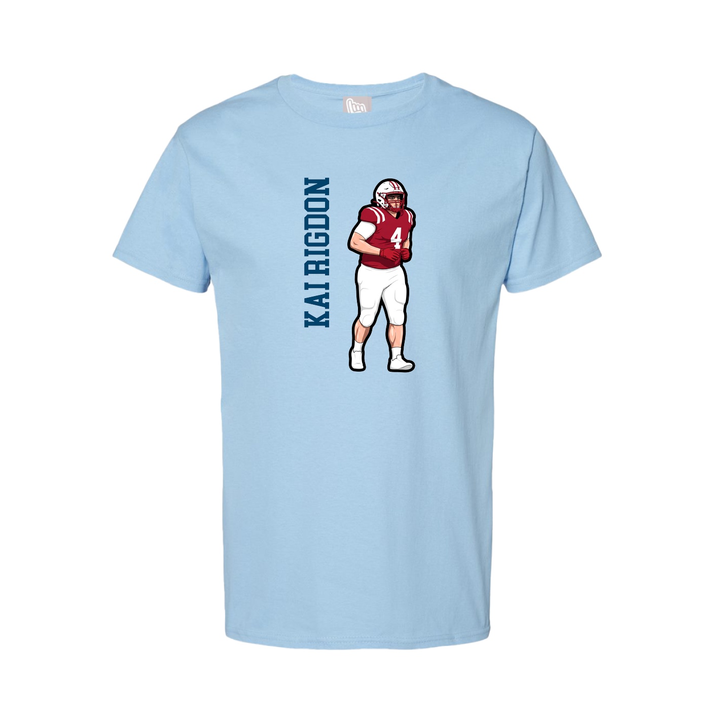Tee — Name Vertical in Light Blue