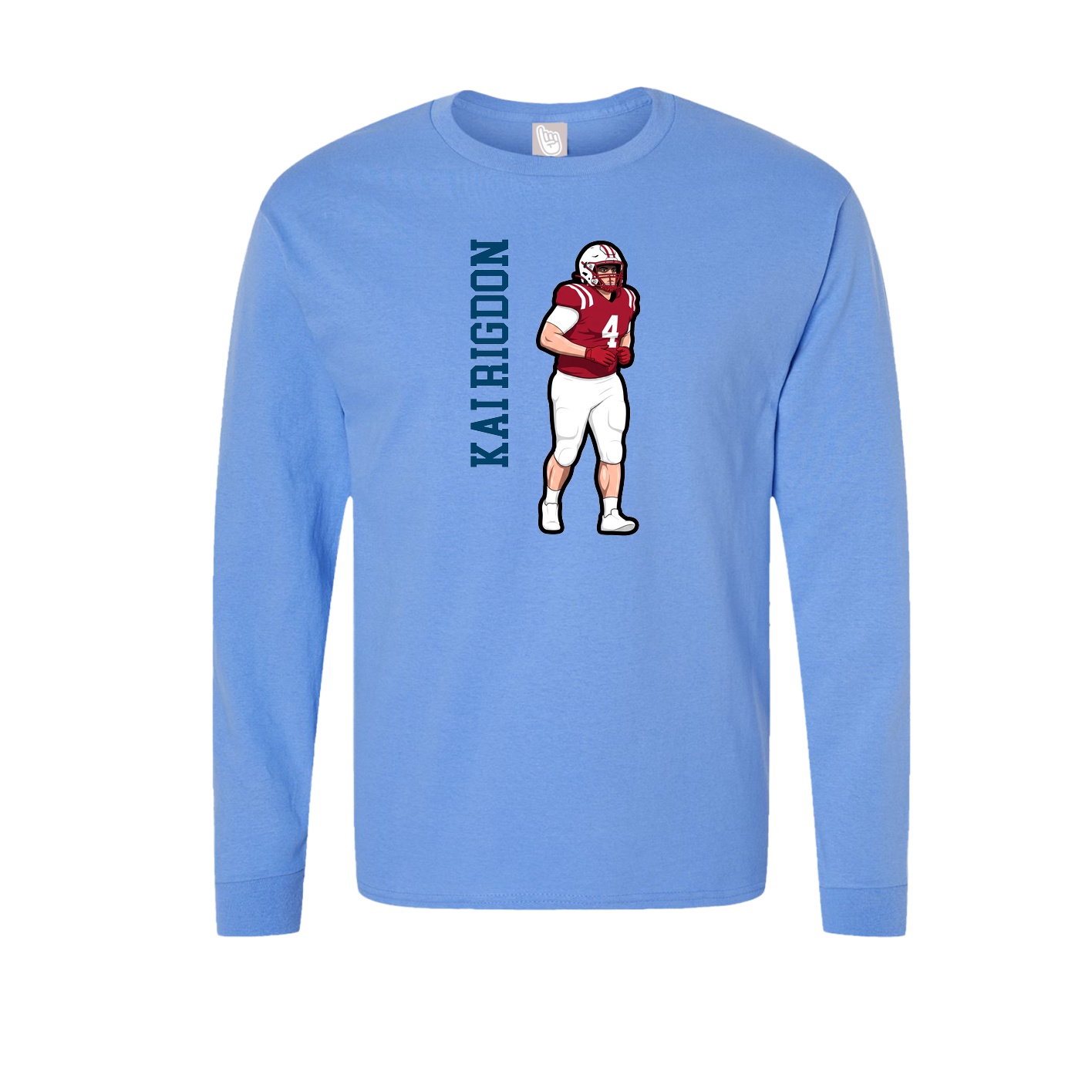 Long Sleeve Tee — Name Vertical in Powder Blue