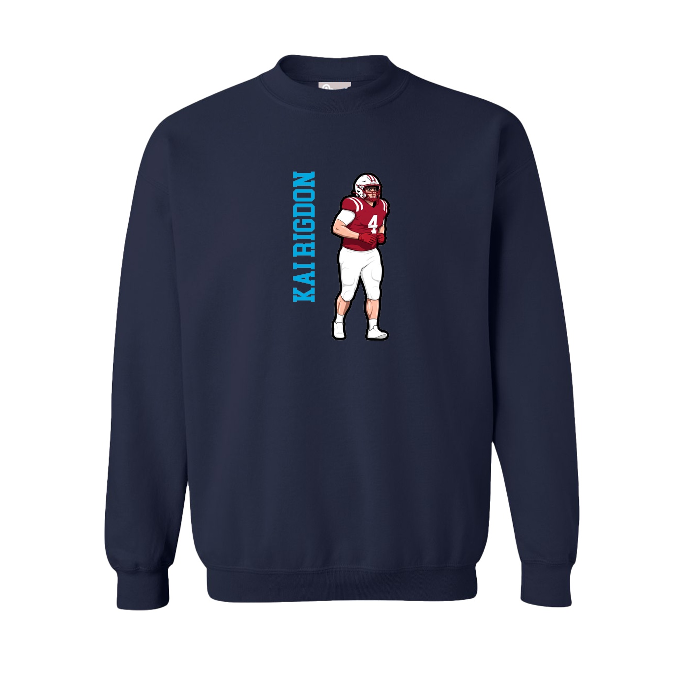Fleece Crew — Name Vertical in Navy