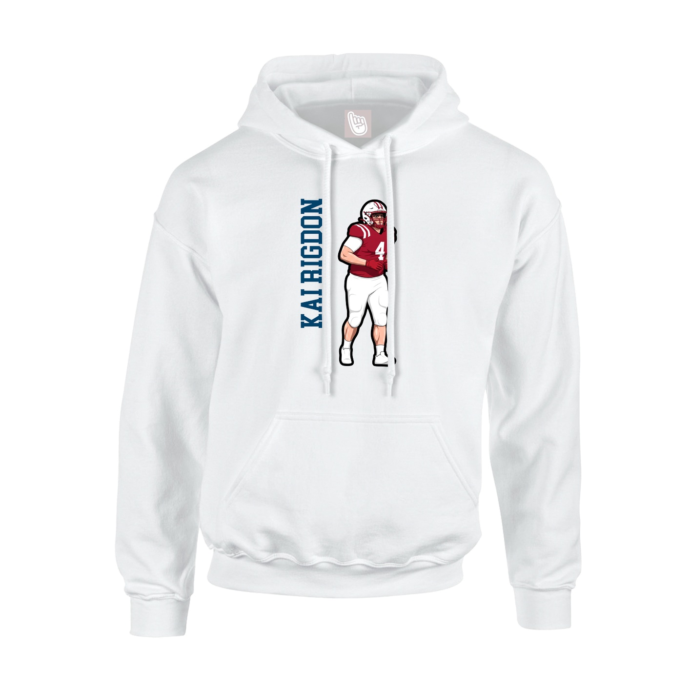 Youth Hoodie — Name Vertical in White