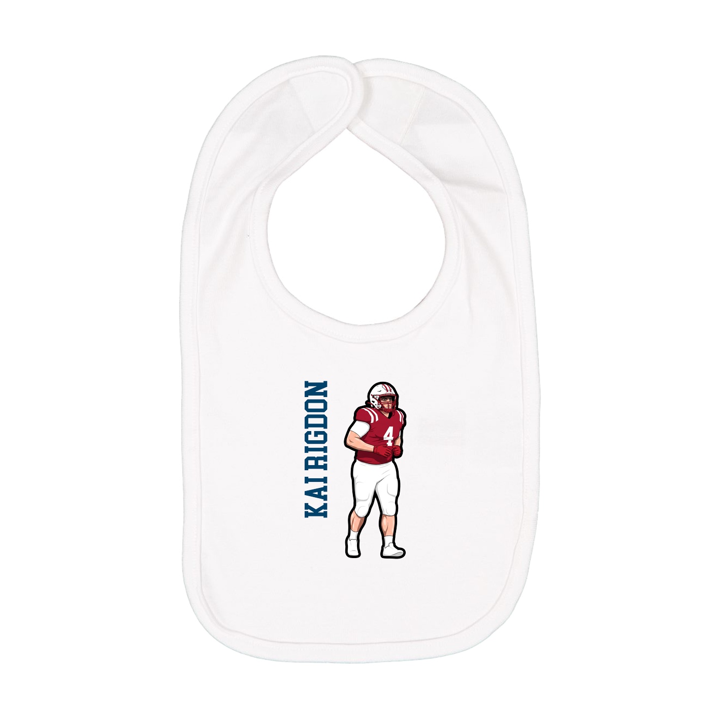 Infant Bib — Name Vertical in White