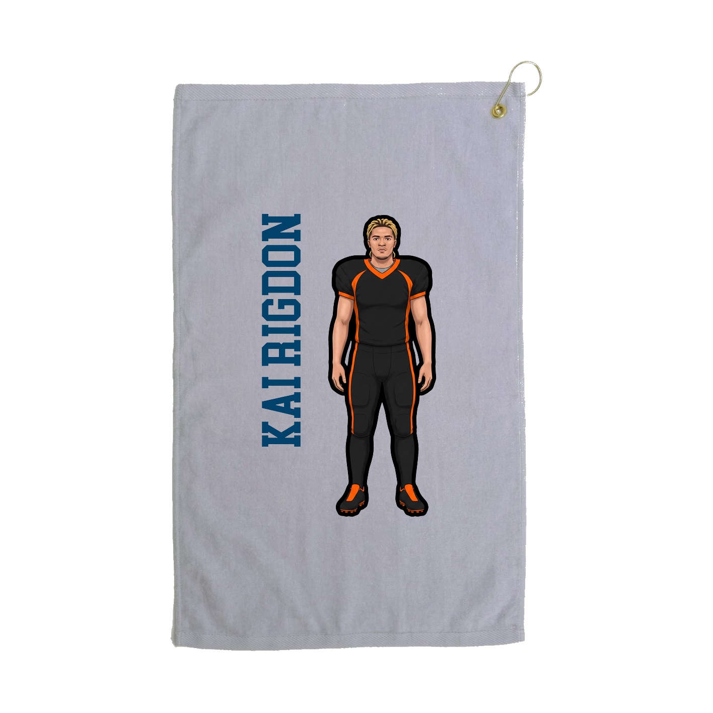 Golf Towel — Name Vertical in Grey