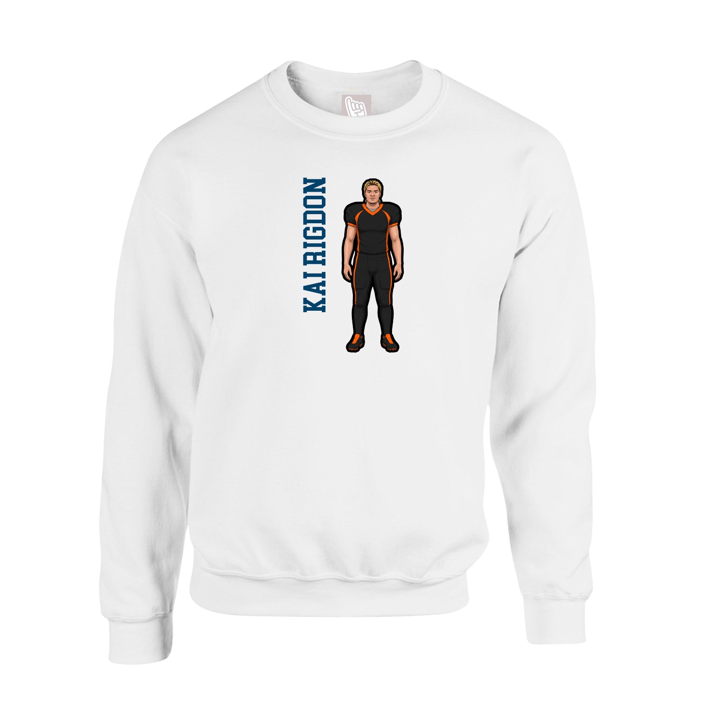 Fleece Crew — Name Vertical in White