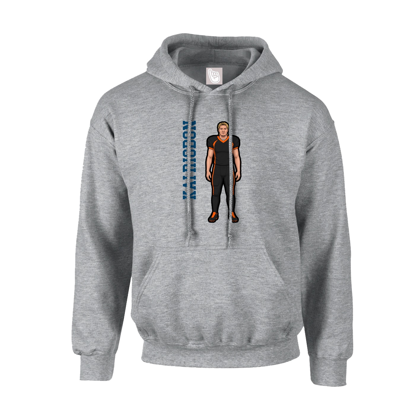 Youth Hoodie — Name Vertical in Grey