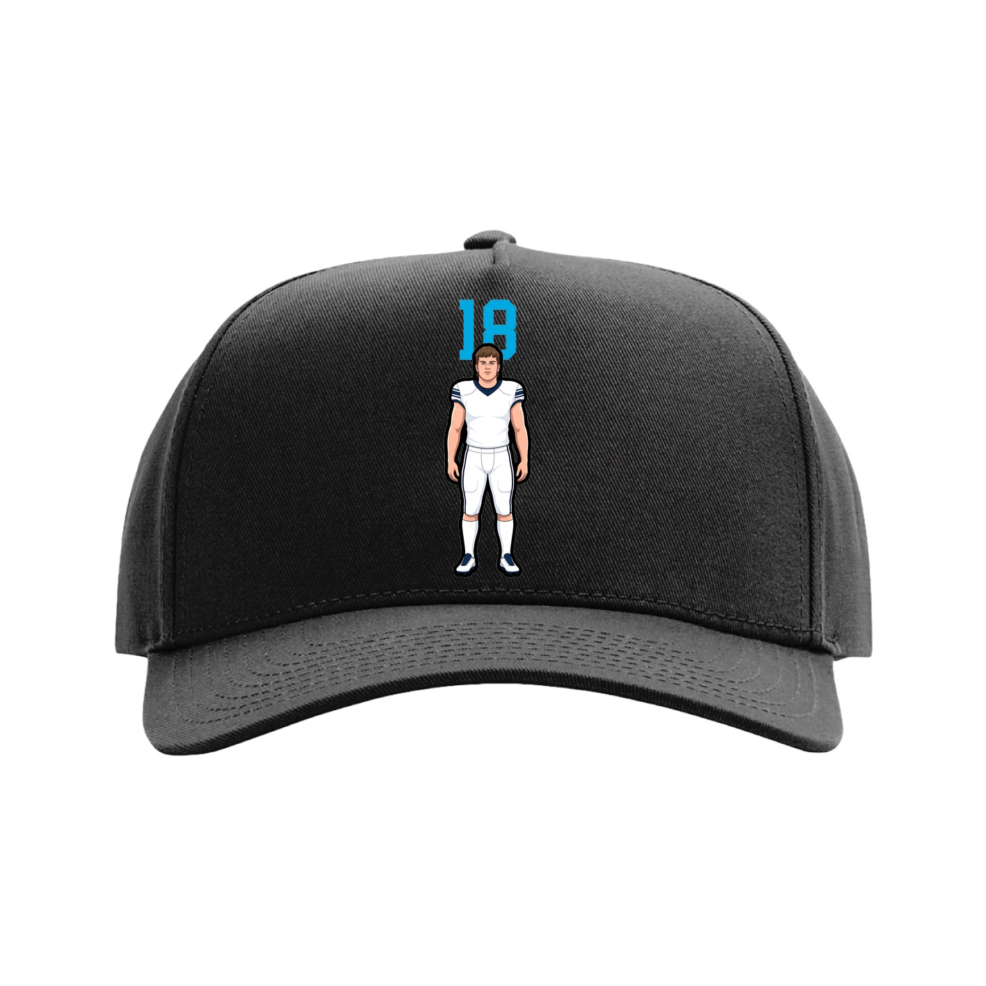 Full Fabric Five-Panel Champ Cap — Number Top in Black
