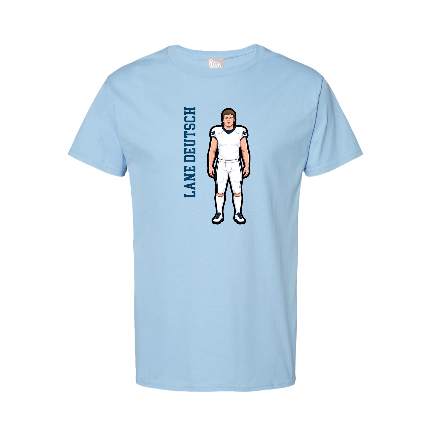 Tee — Name Vertical in Light Blue
