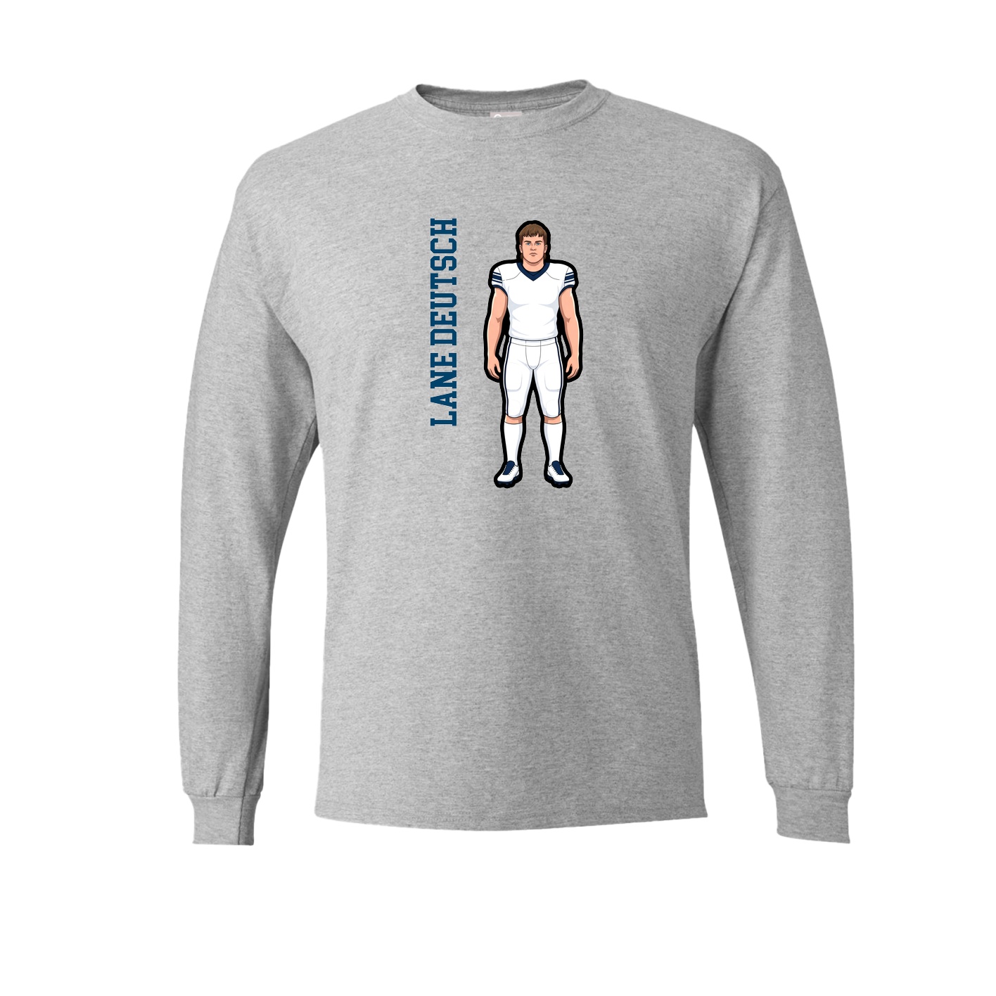 Long Sleeve Tee — Name Vertical in Grey