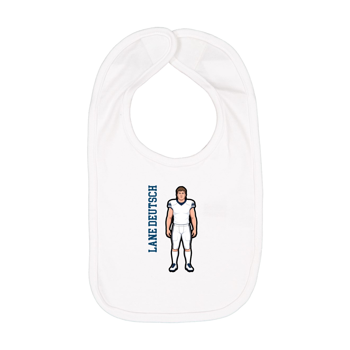 Infant Bib — Name Vertical in White