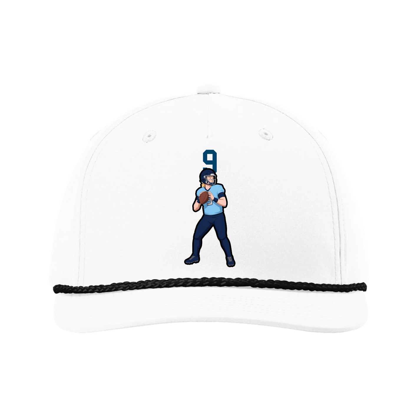 Five-Panel Classic Rope Cap — Number Top in White