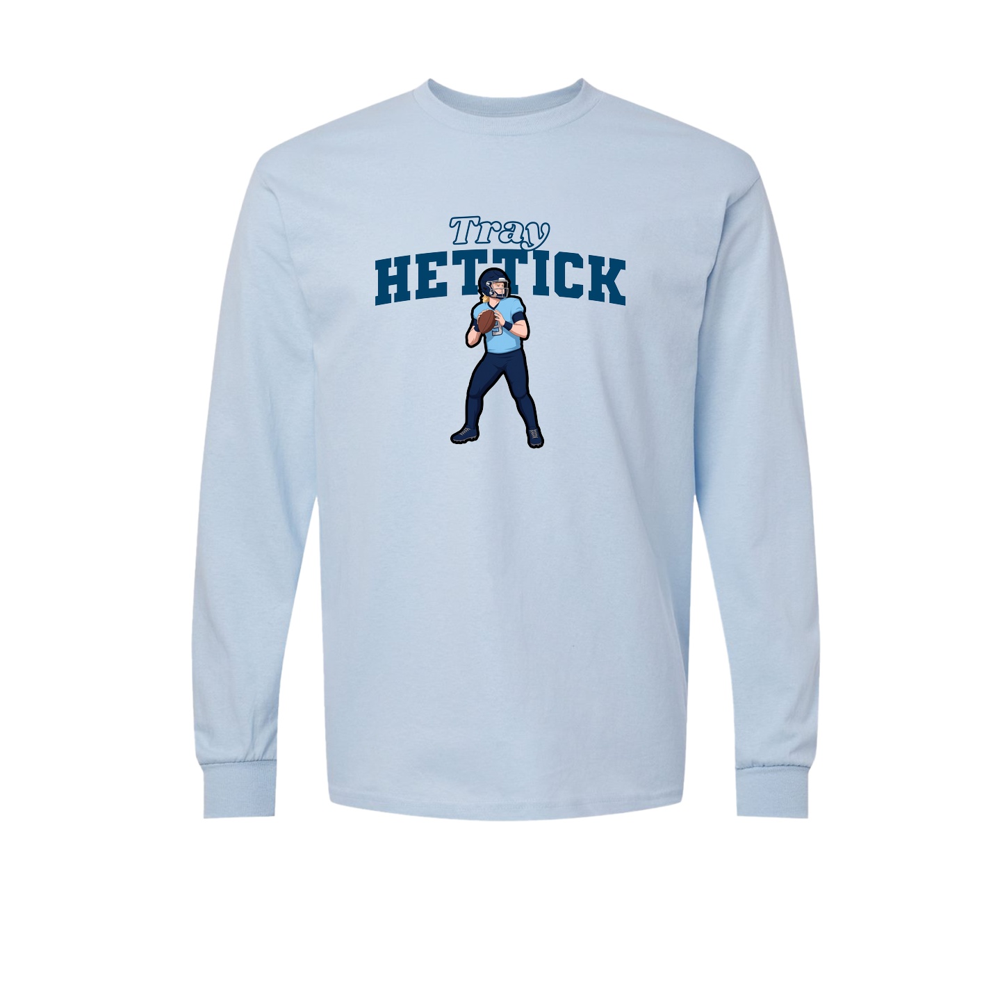 Long Sleeve Tee — Name Arch in Light Blue