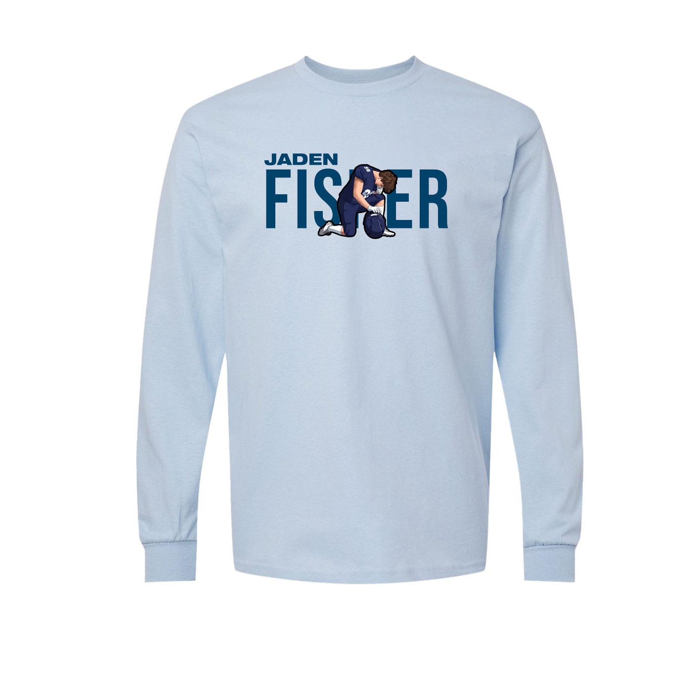Long Sleeve Tee — Player Name in Light Blue