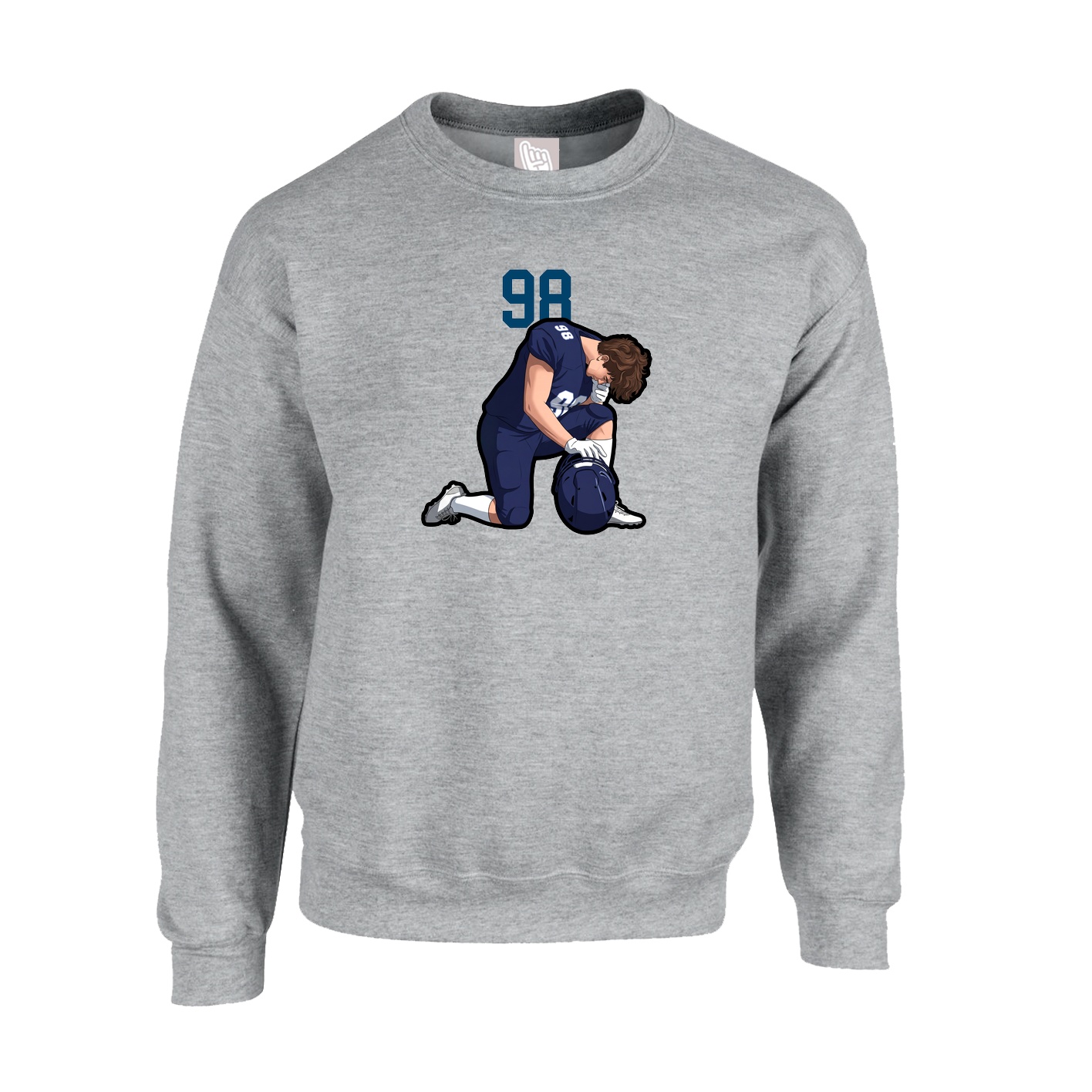 Fleece Crew — Number Top in Grey