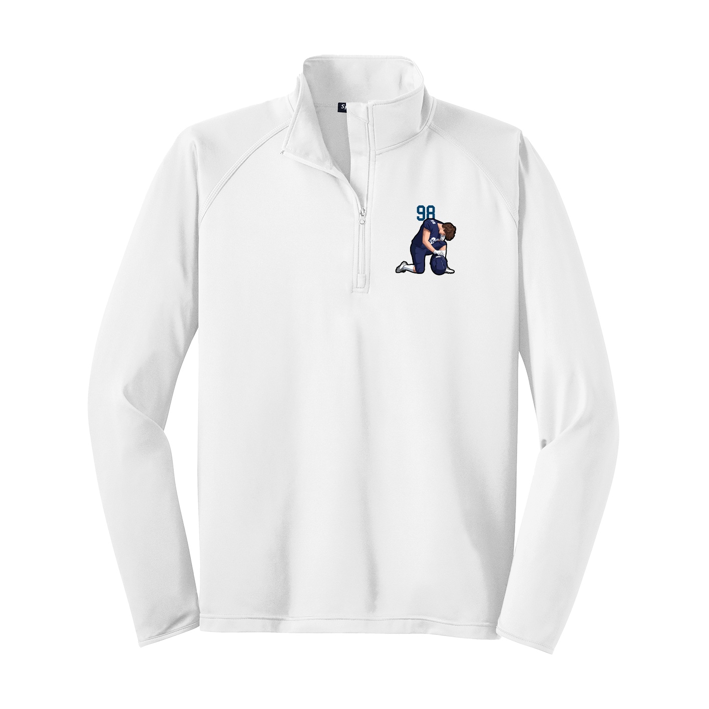 Q-Zip Pullover — Number Top in White