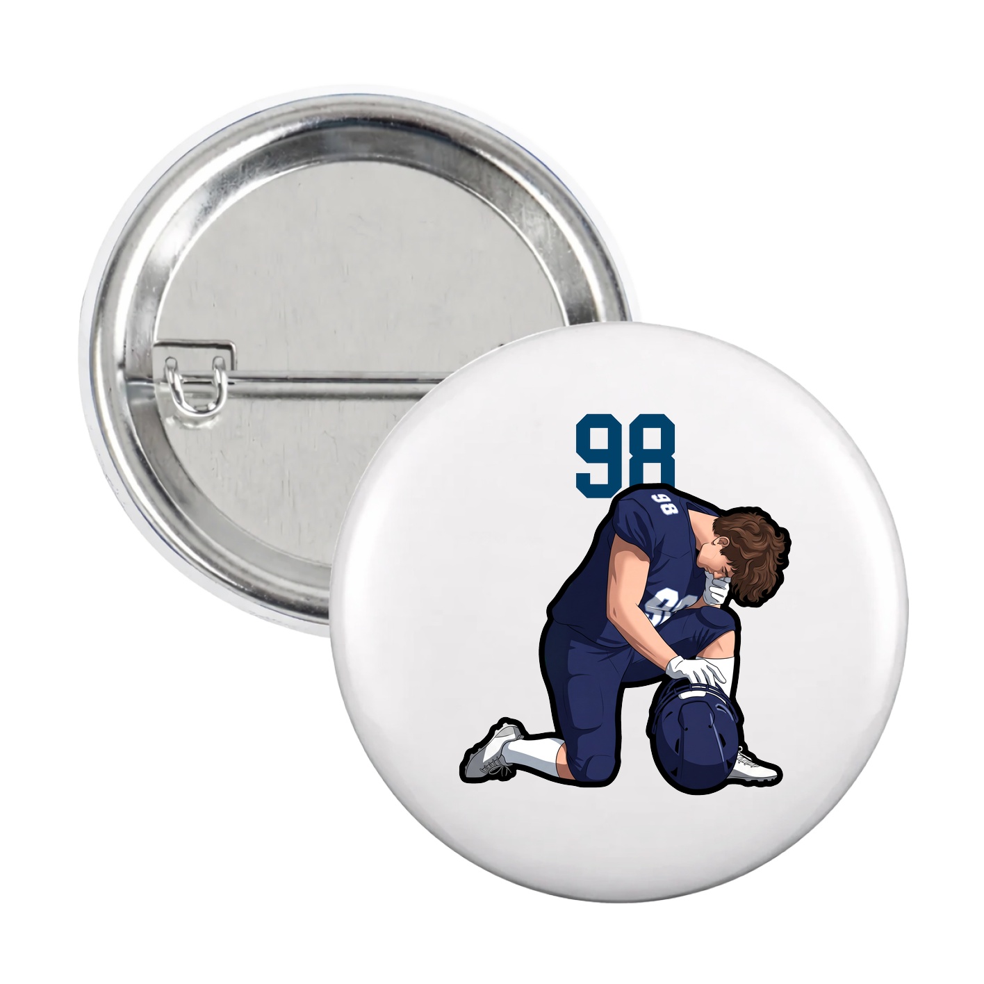 Game Day Button — Number Top in White