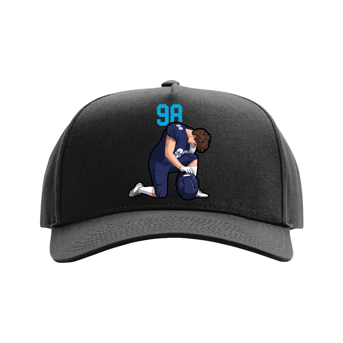 Full Fabric Five-Panel Champ Cap — Number Top in Black