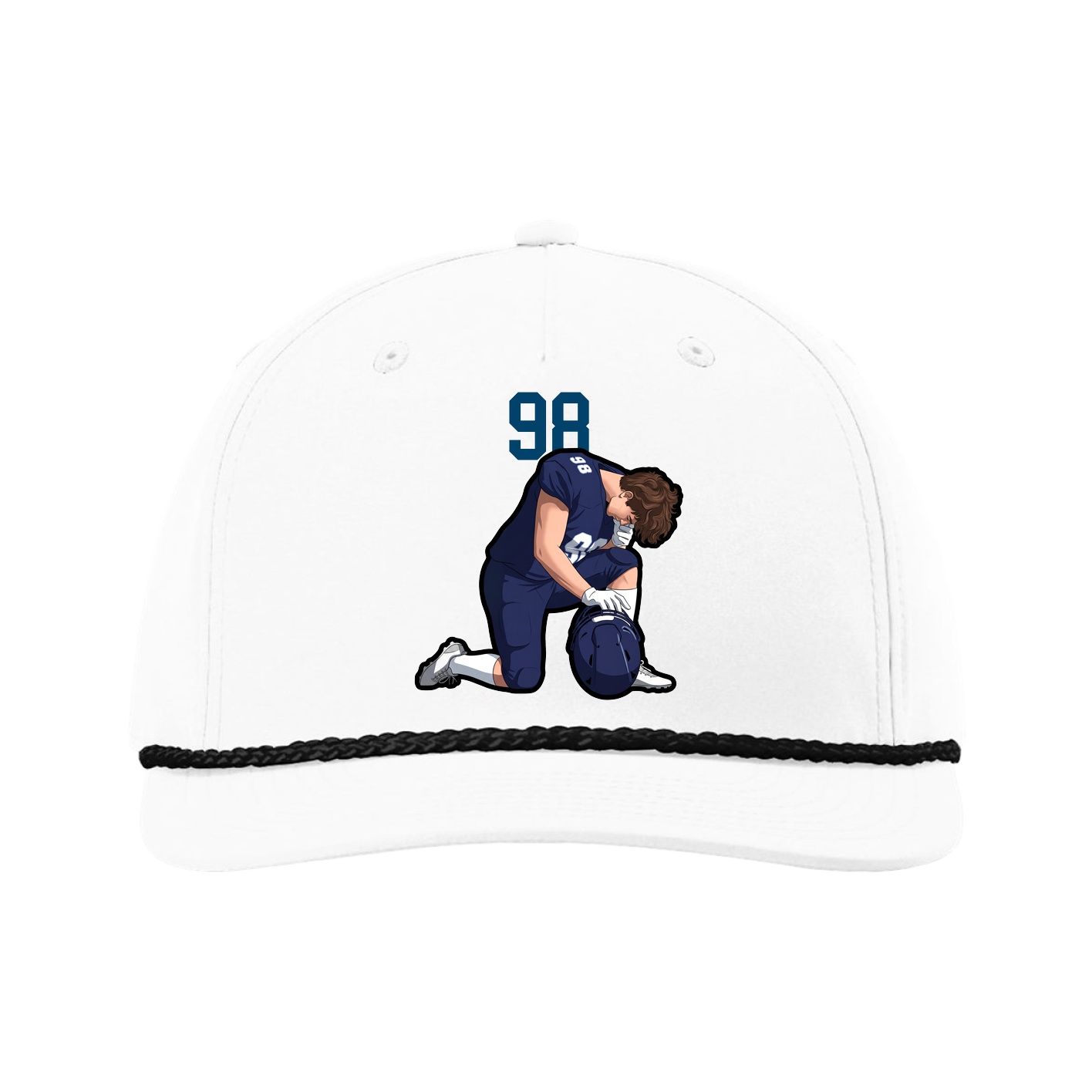 Five-Panel Classic Rope Cap — Number Top in White
