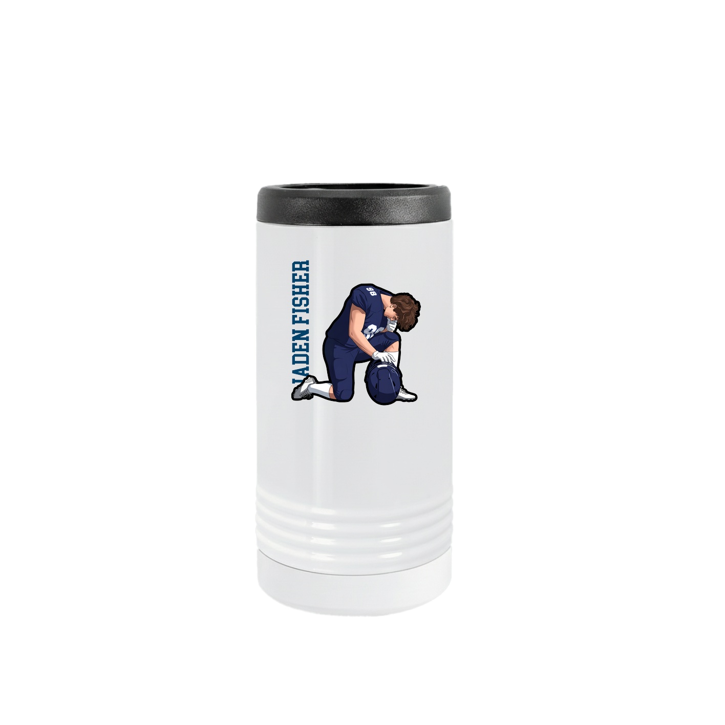Slim Beverage Holder — Name Vertical in White