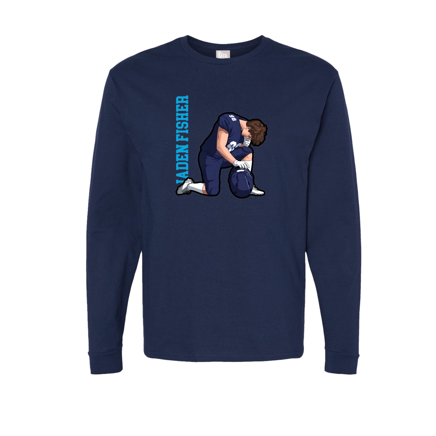 Long Sleeve Tee — Name Vertical in Navy