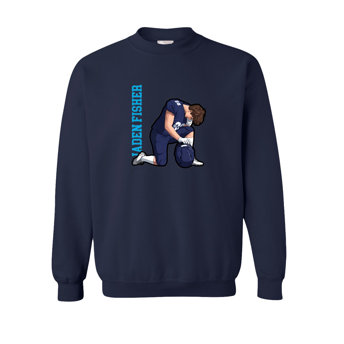 Fleece Crew — Name Vertical in Navy
