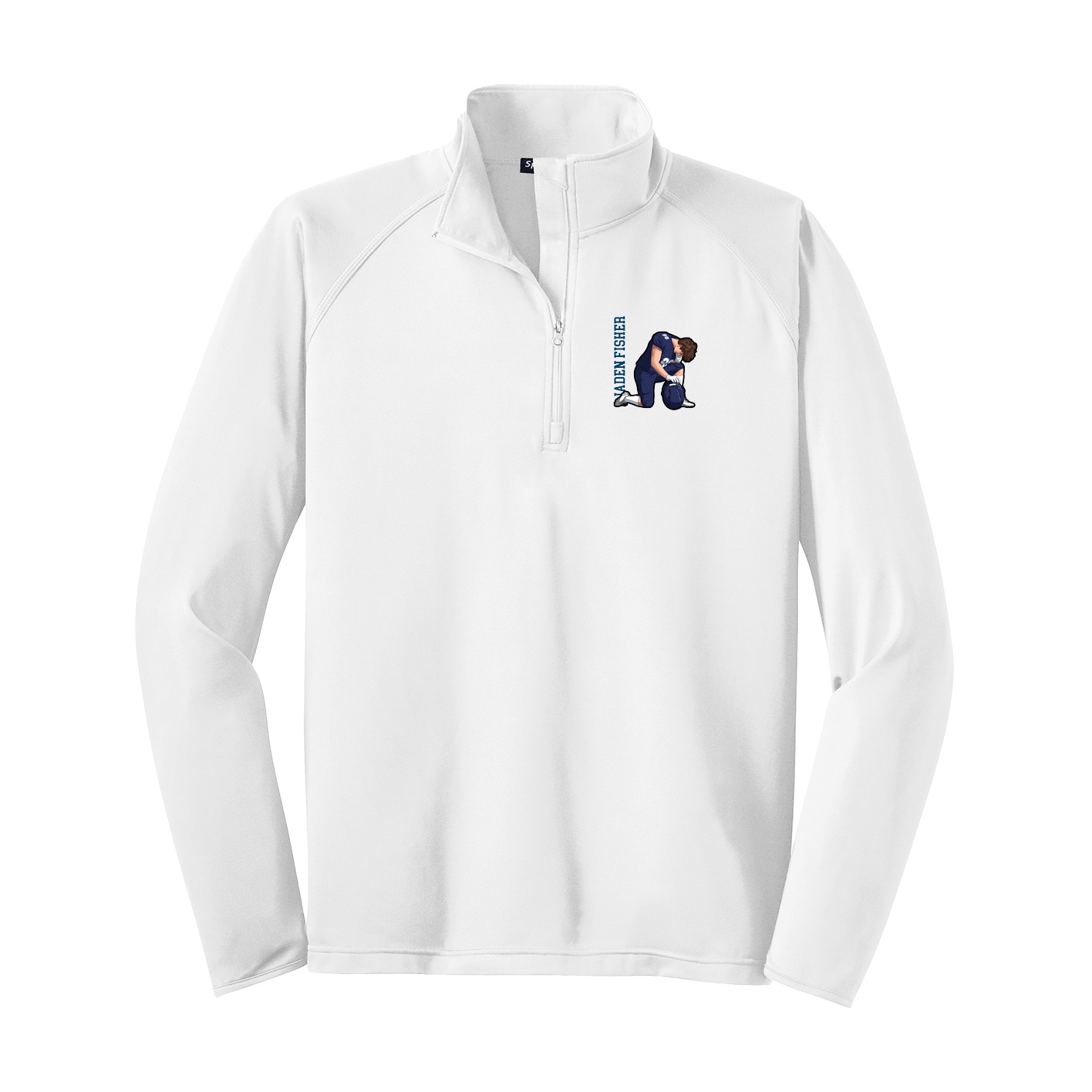 Q-Zip Pullover — Name Vertical in White