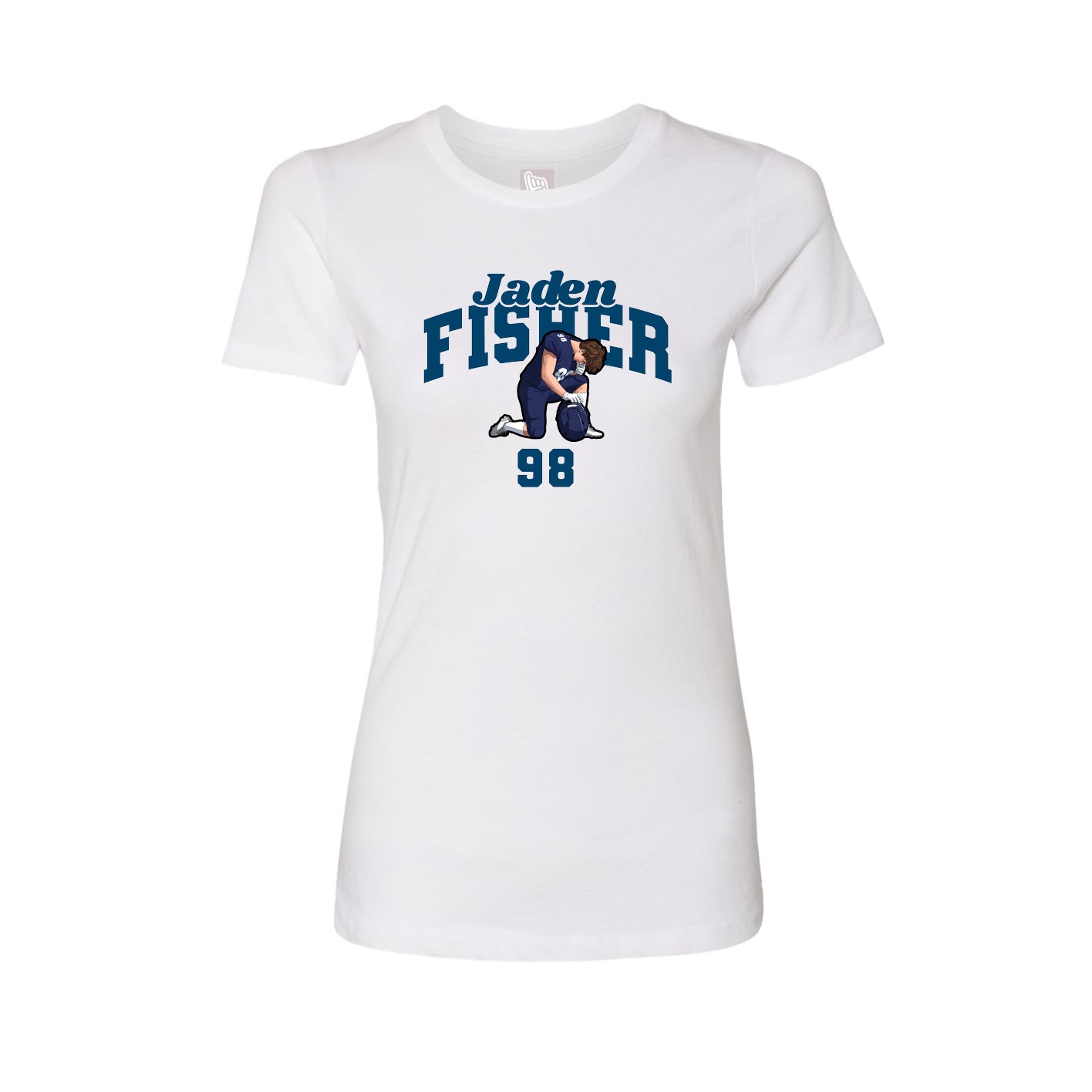 Fitted Women's Tee — Signature Arch in White