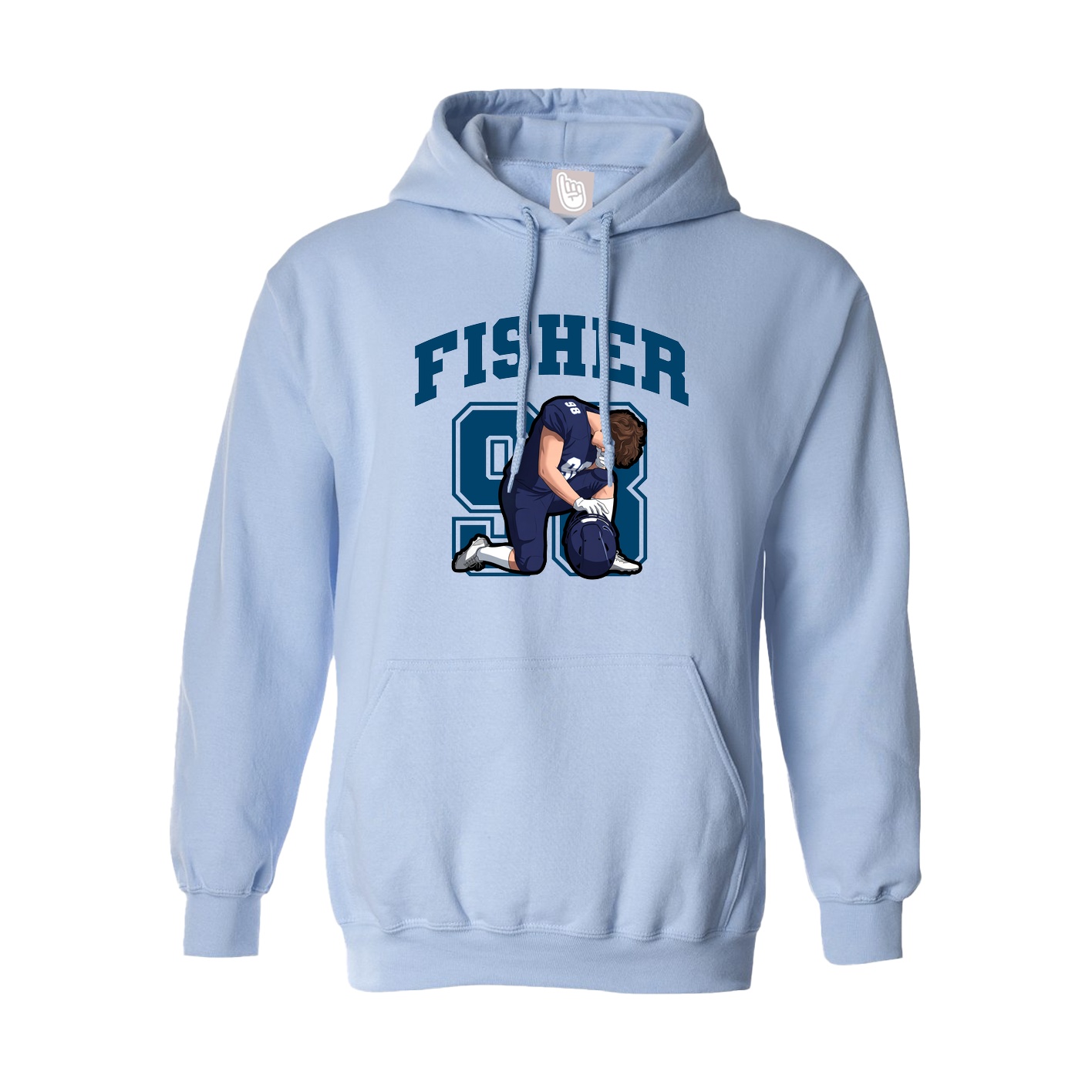 Hoodie — Number in Light Blue