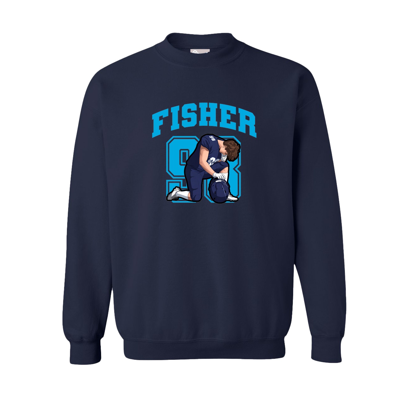 Fleece Crew — Number in Navy