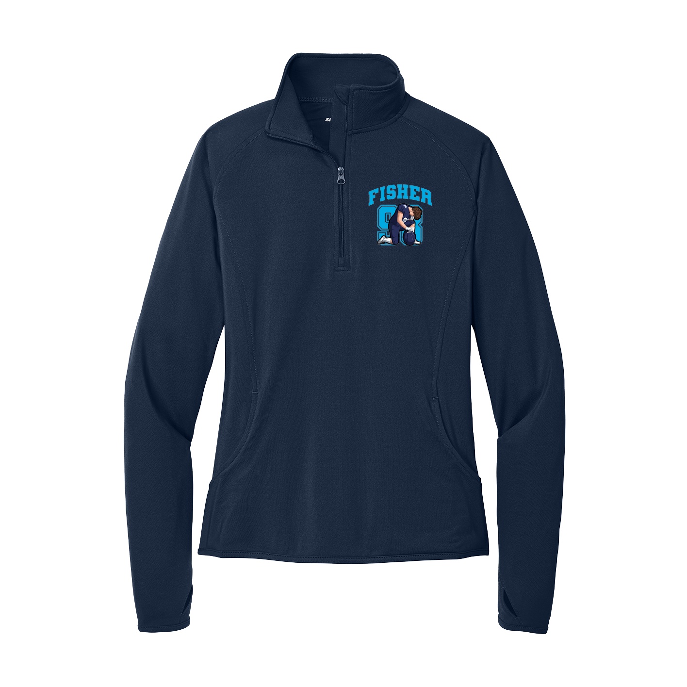 Women's Q-Zip Pullover — Number in Navy